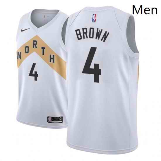 Men NBA 2018 19 Toronto Raptors 4 Lorenzo Brown City Edition White Jersey